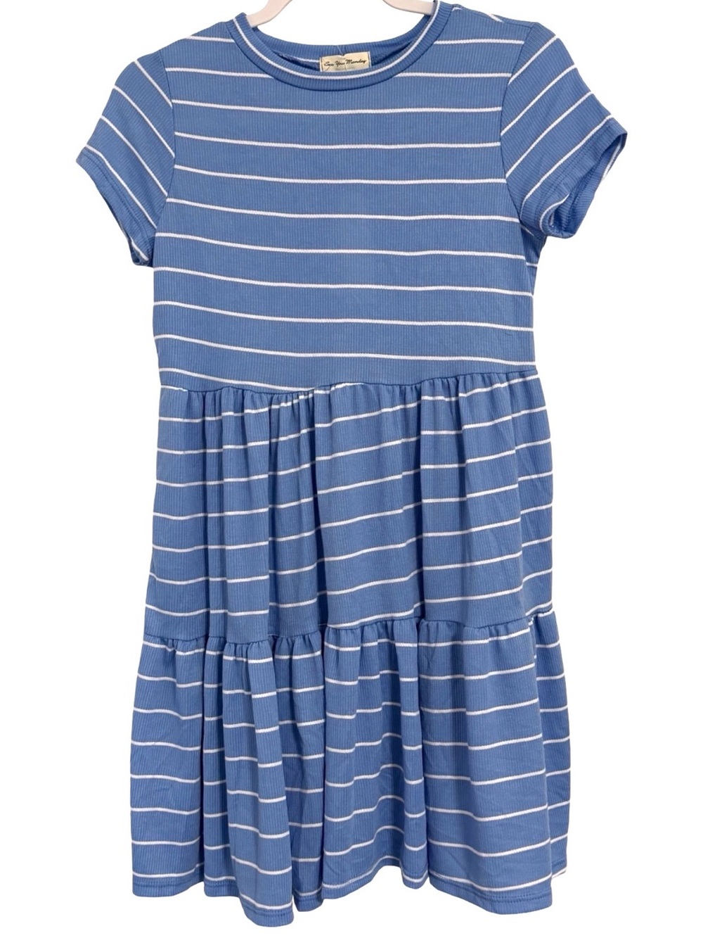 3/$15 NWT Women's See You Monday Blue Ribbed Babydoll Mini Dress Large